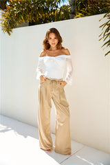 LIONESS Slouched Tie Up Pants Latte