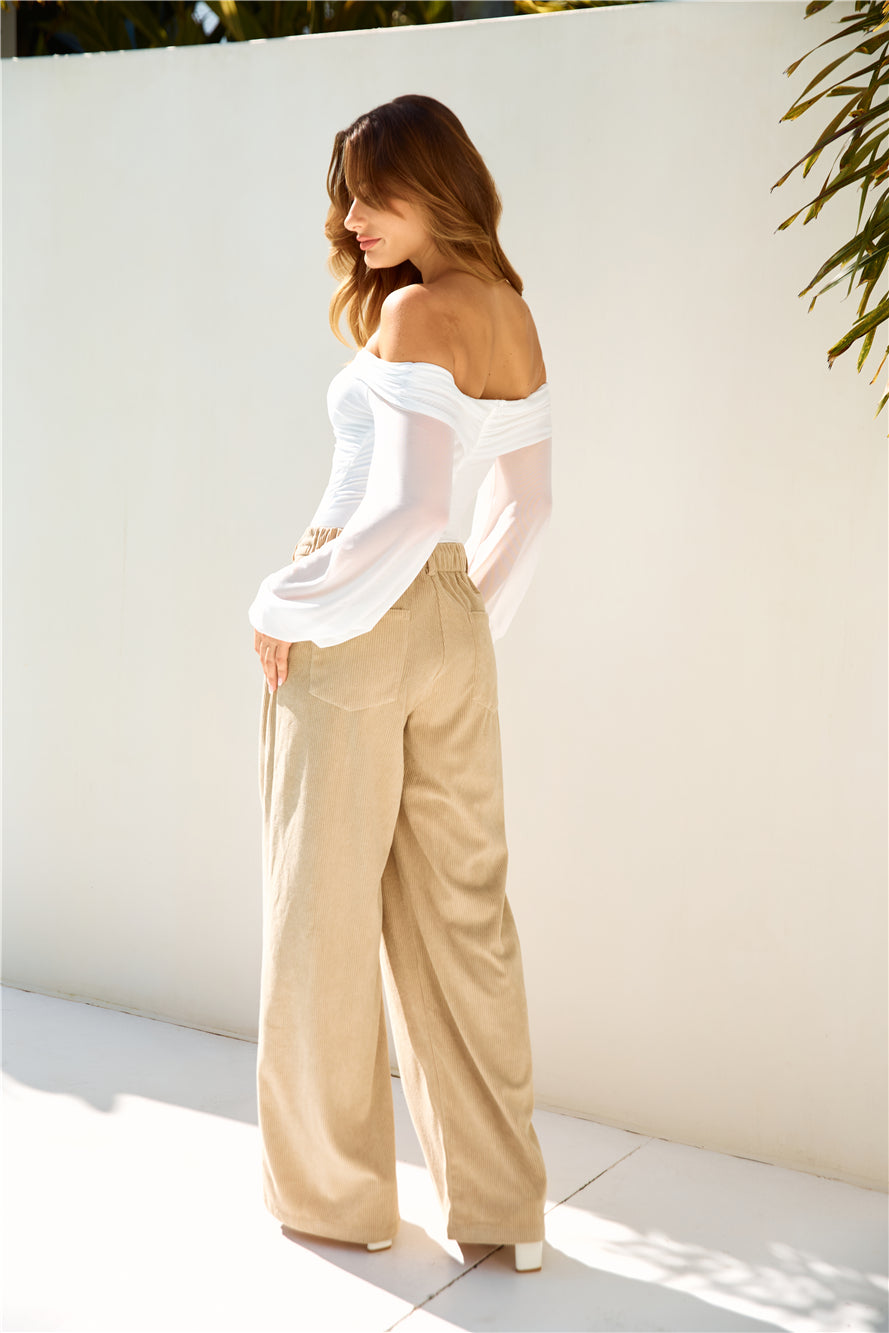 LIONESS Slouched Tie Up Pants Latte