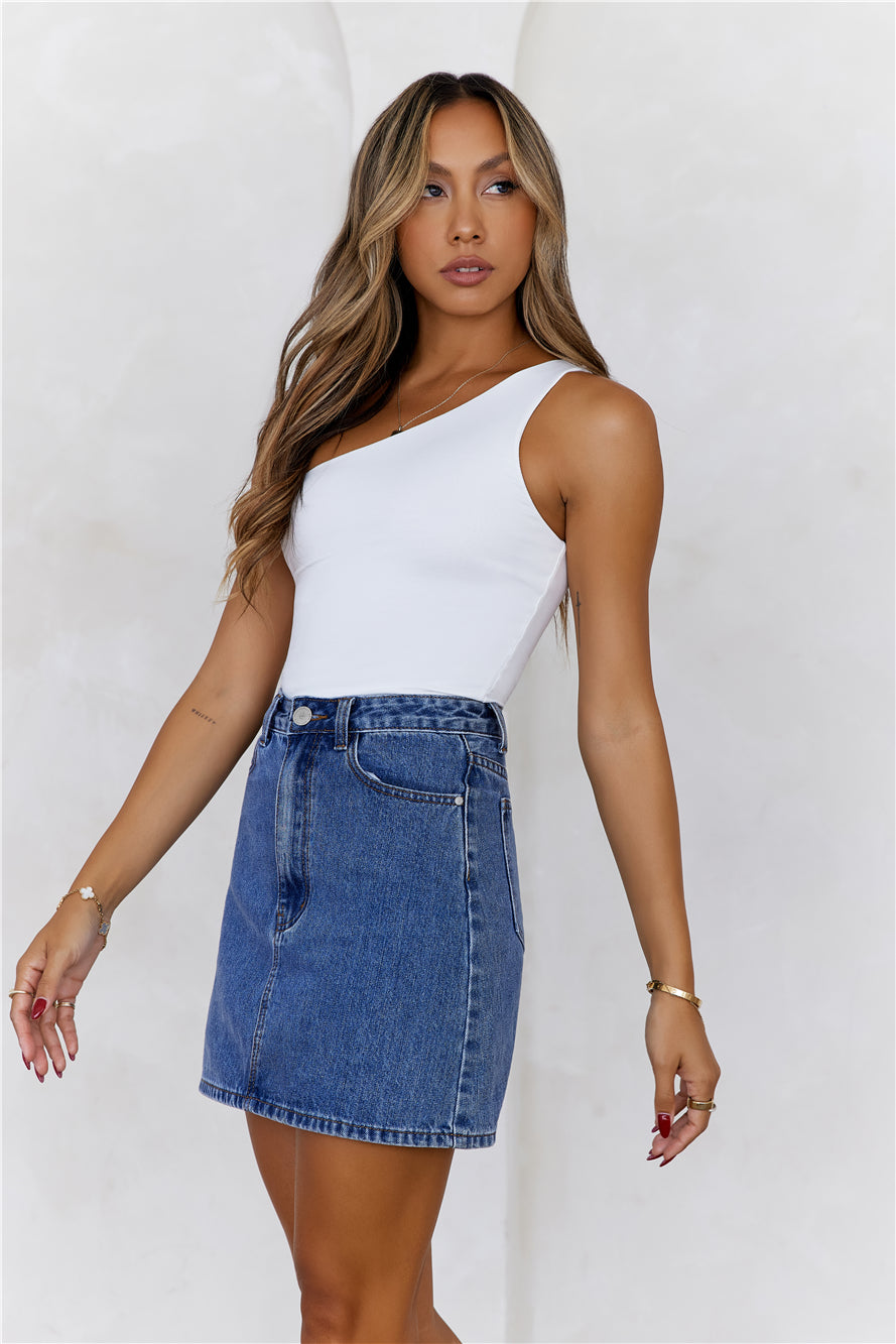 BASE Best Side One Shoulder Tank Top White