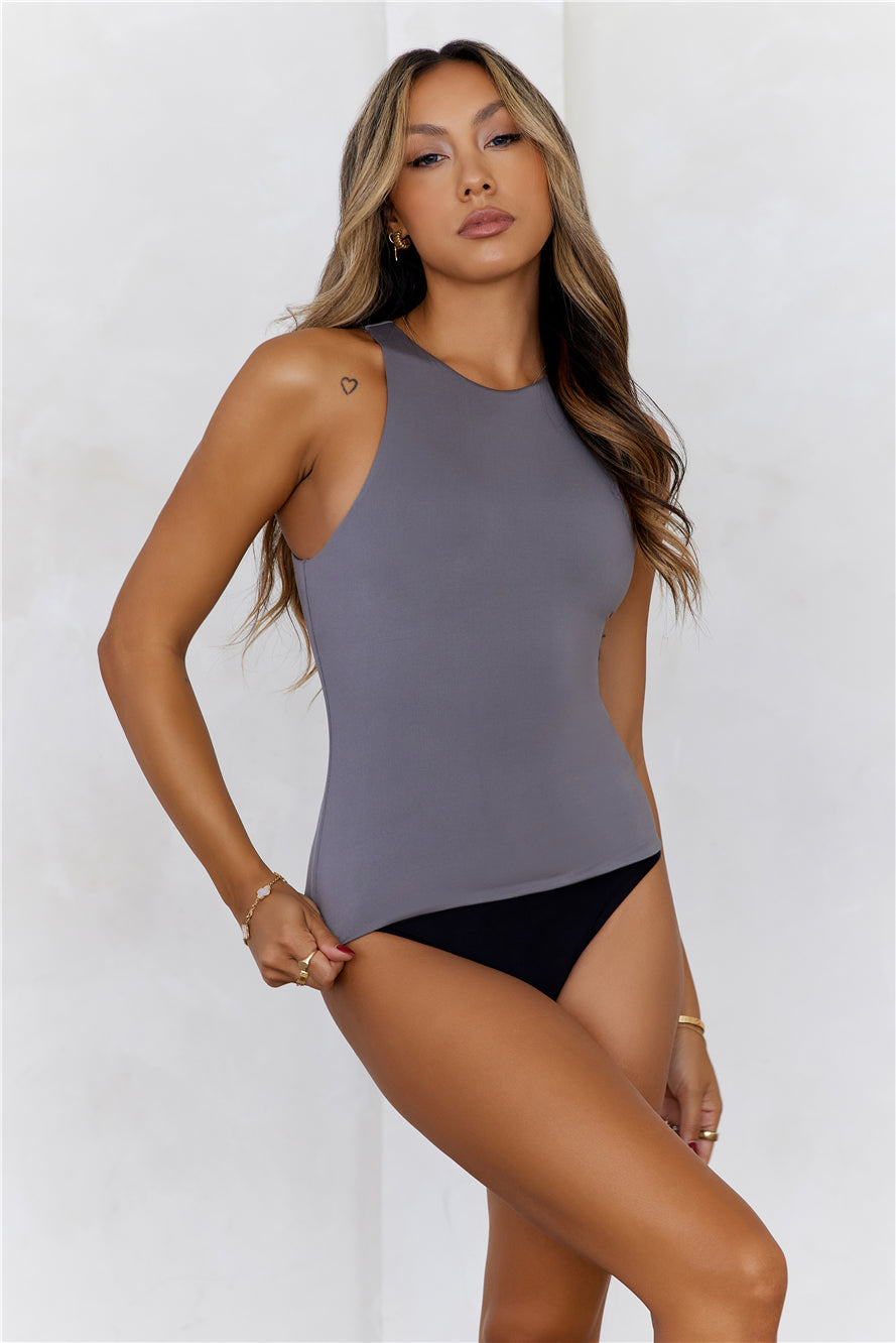 HELLO MOLLY BASE Repeat After Me Tank Top Charcoal