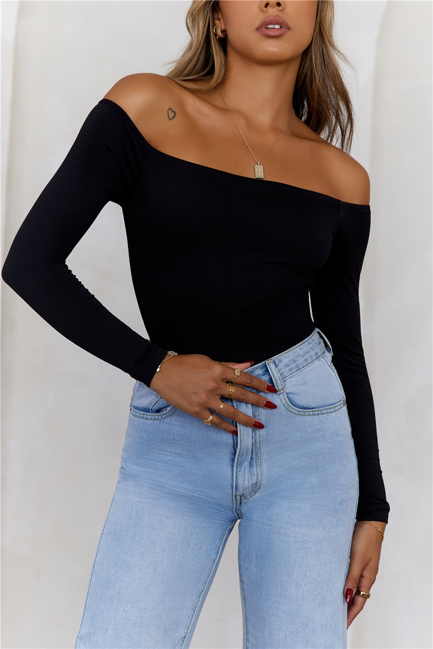 BASE Flawless Off Shoulder Long Sleeve Top Black