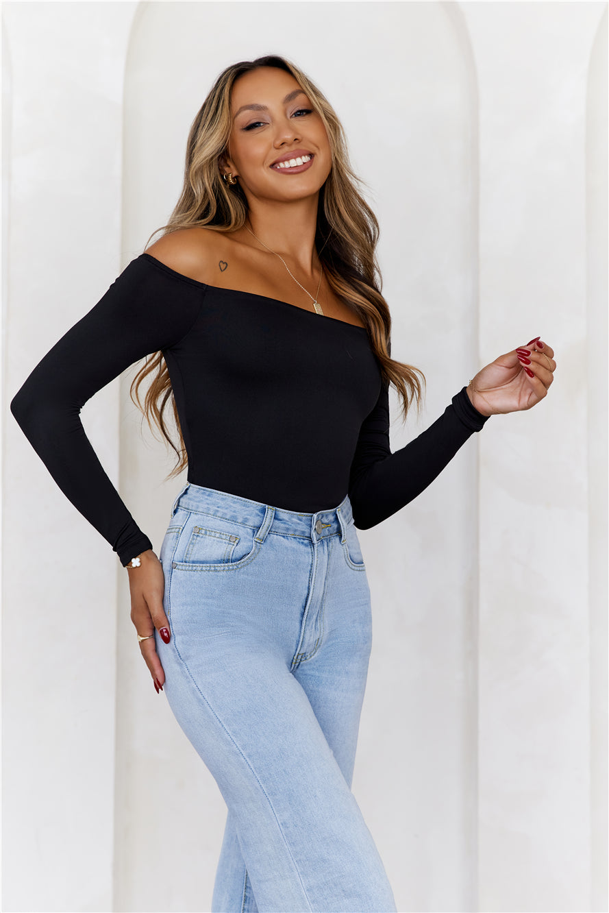 BASE Flawless Off Shoulder Long Sleeve Top Black