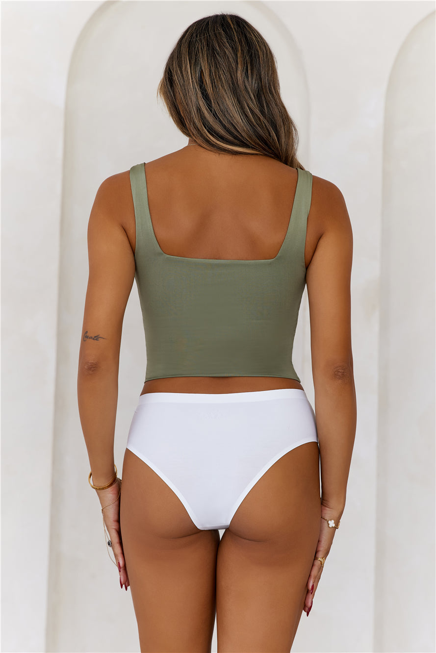 HELLO MOLLY BASE One And Only Singlet Crop Top Khaki