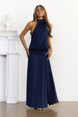 Icon Incoming Halter Maxi Dress Navy