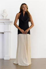 Luxe Behaviour Cowl Neck Halter Maxi Dress Black
