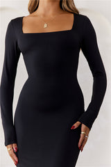 BASE Embrace Shape Long Sleeve Maxi Dress Black NEW