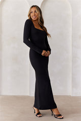BASE Embrace Shape Long Sleeve Maxi Dress Black NEW
