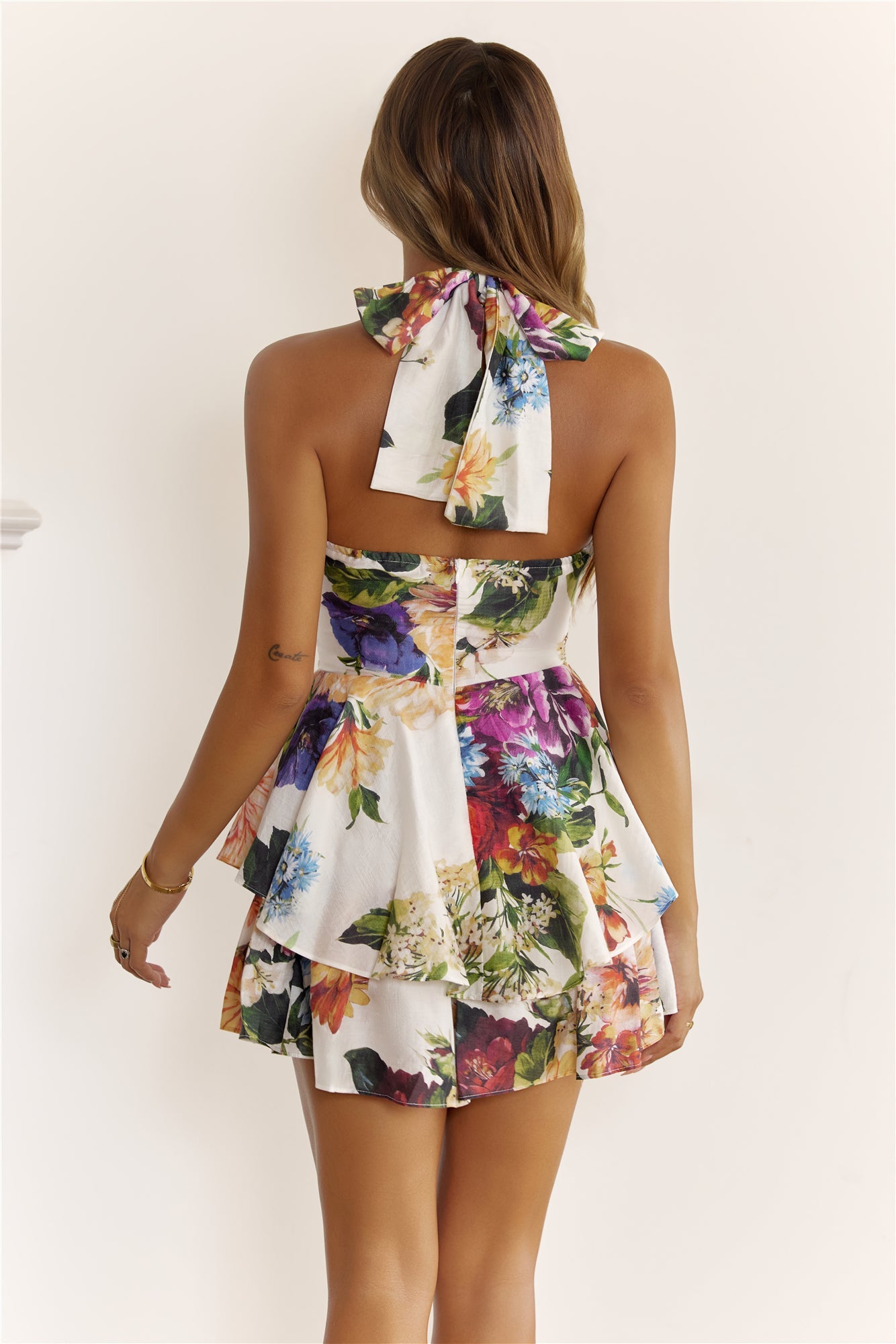 Floral Delight Halter Cut Out Romper White