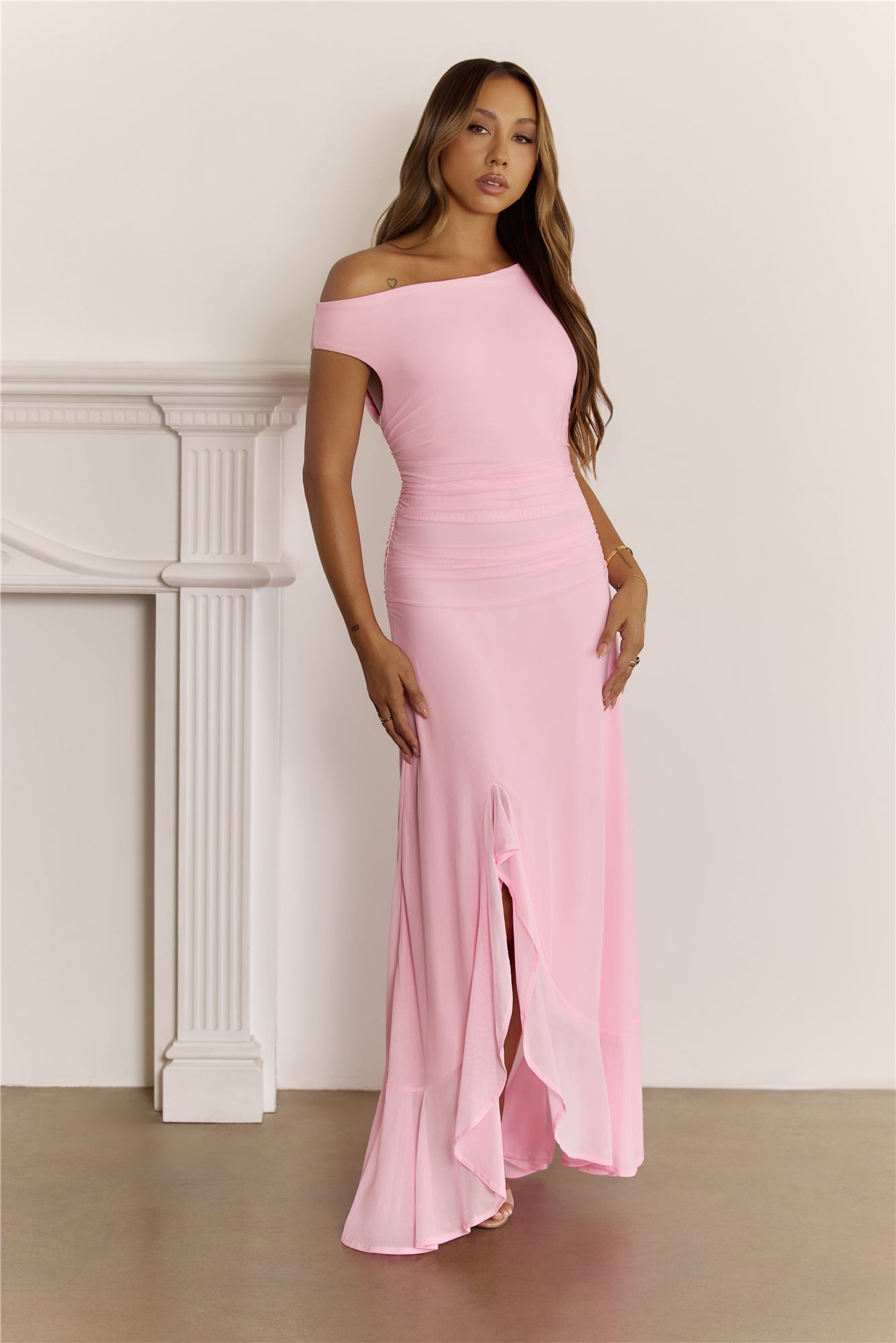 Darling At Dusk Long Sleeve Maxi Dress Pink
