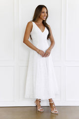 Effortless Charm Embroidered V-Neck Maxi Dress White
