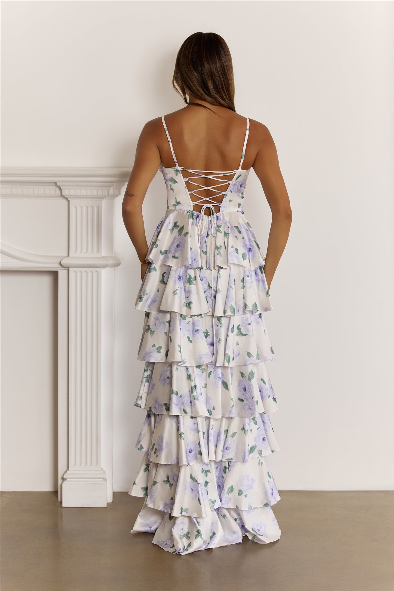 Dreamy Floral Corset Tiered Maxi Dress White