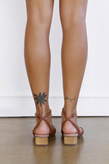 Jessie Woven Ankle Strap Dress Sandals Cognac Leather