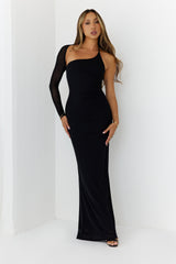 After Dark Luxury One Shoulder Maxi Dress Black