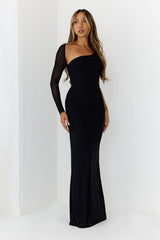 After Dark Luxury One Shoulder Maxi Dress Black