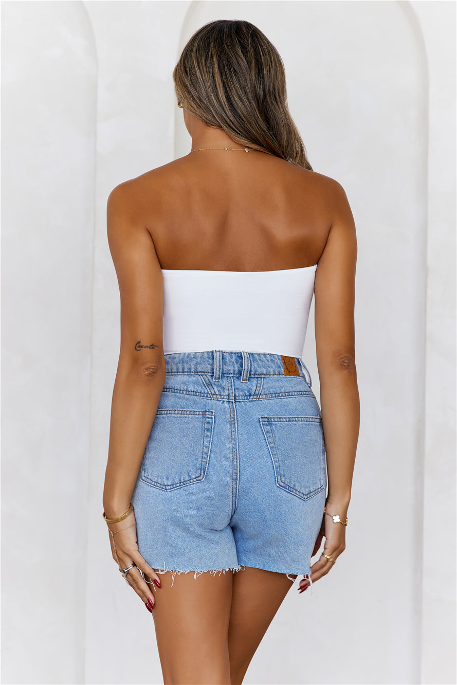BASE Longline Strapless Bandeau Top White