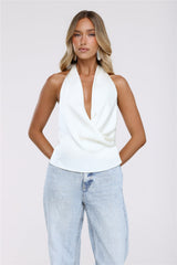 Daylight Darling Satin Halter Top White