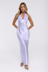 Luxe Satin Halter Neck Maxi Dress Lilac