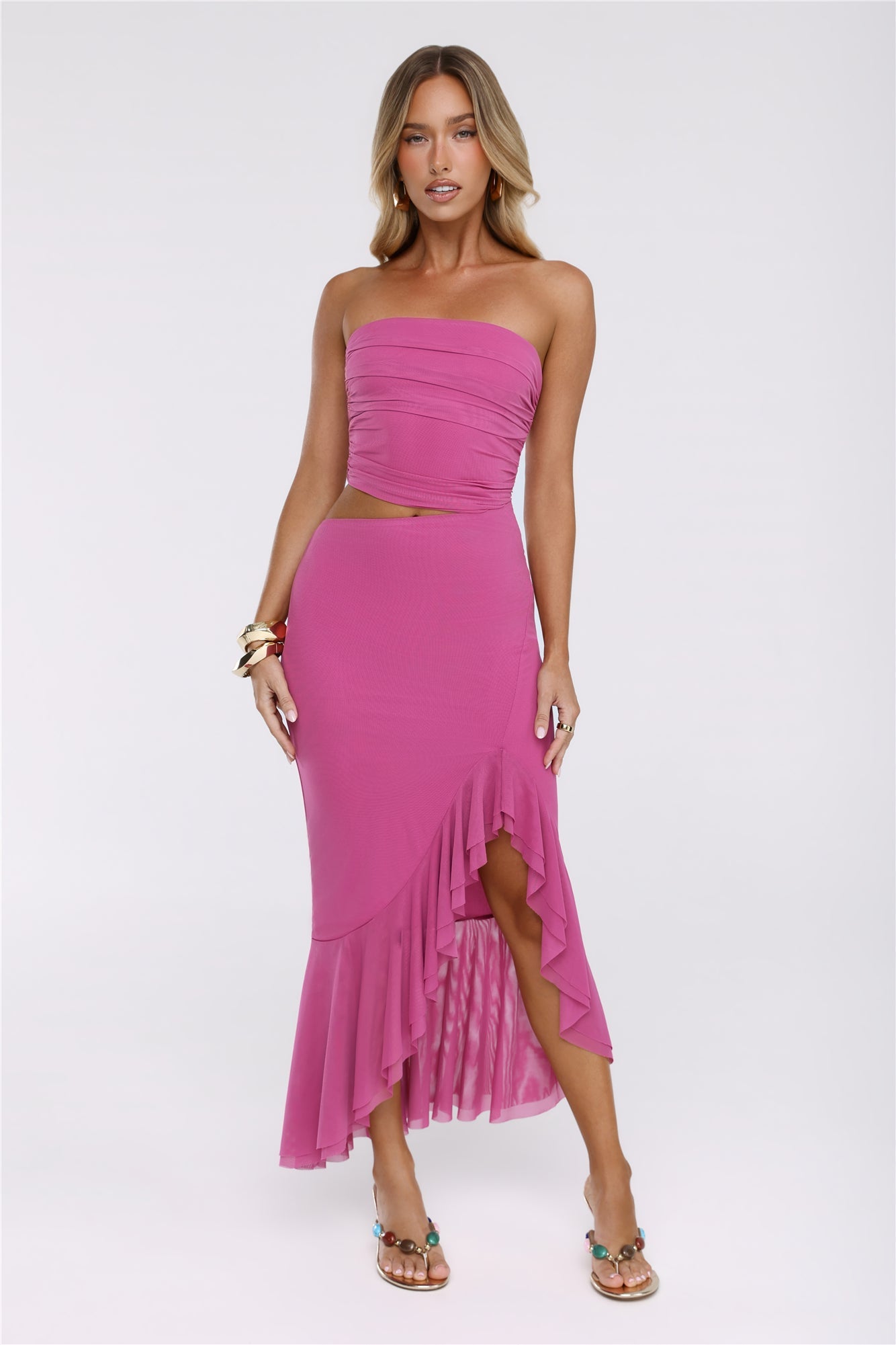 Editorial Instinct Strapless Maxi Dress Plum