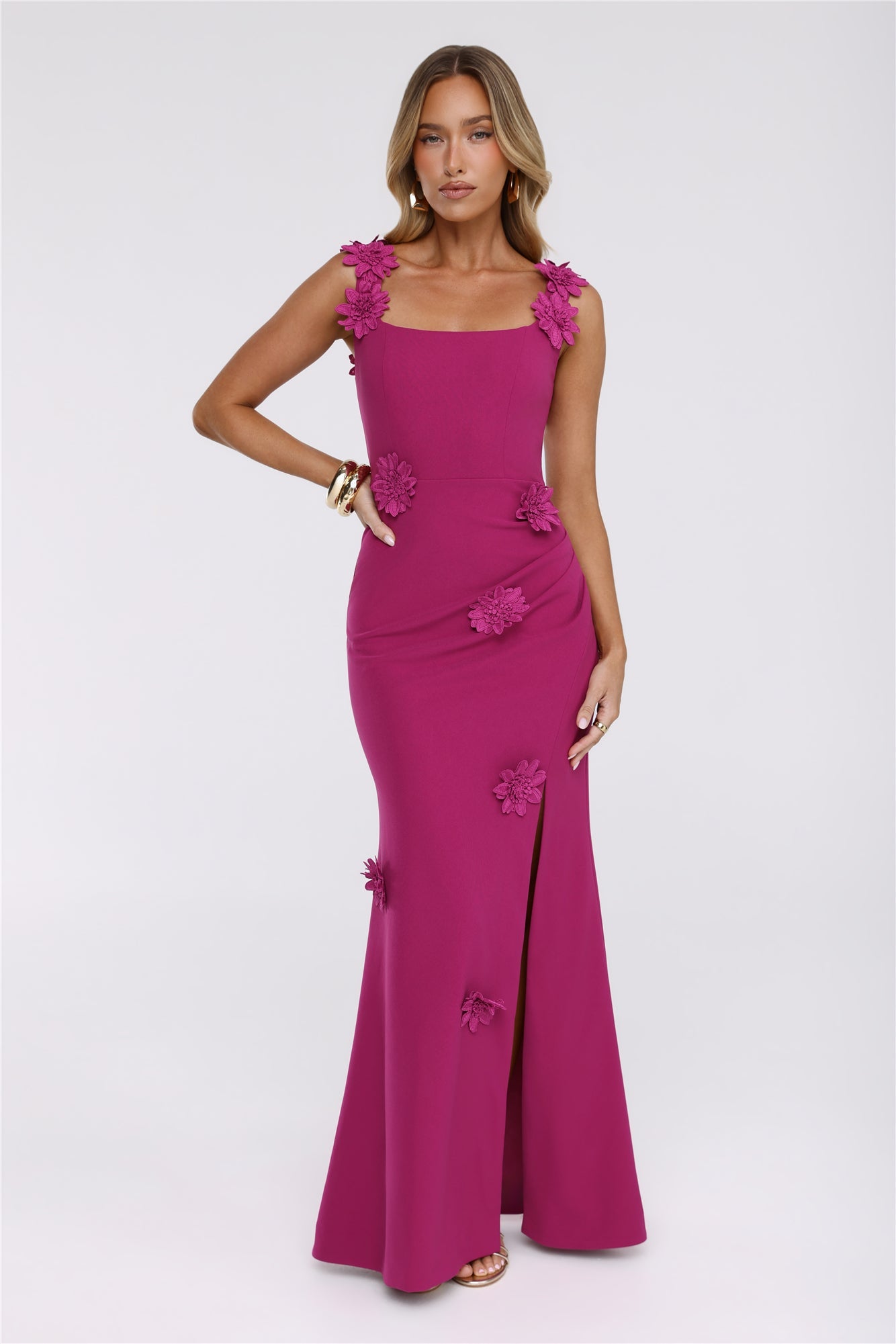 Moonlight Veil Maxi Dress Dark Pink