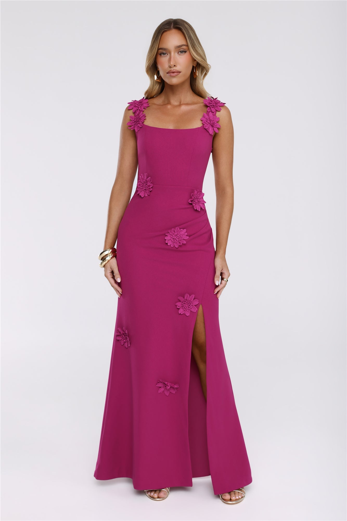 Moonlight Veil Maxi Dress Dark Pink