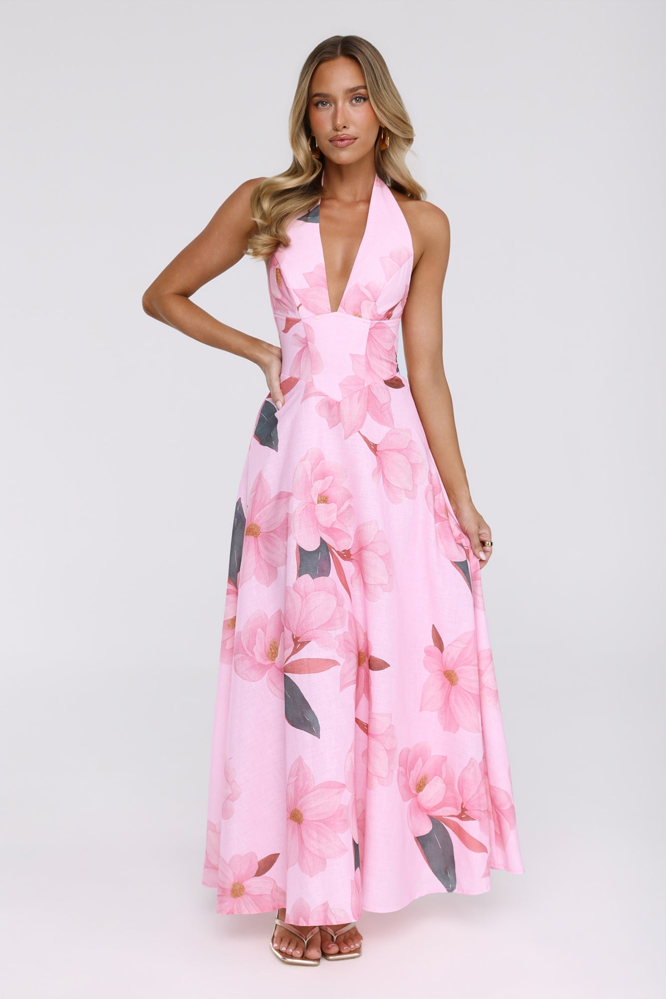 Femme Queen Halter Maxi Dress Pink