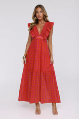 Classic Plaid Maxi Dress Pink