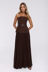 Crisp Lines Maxi Skirt Brown