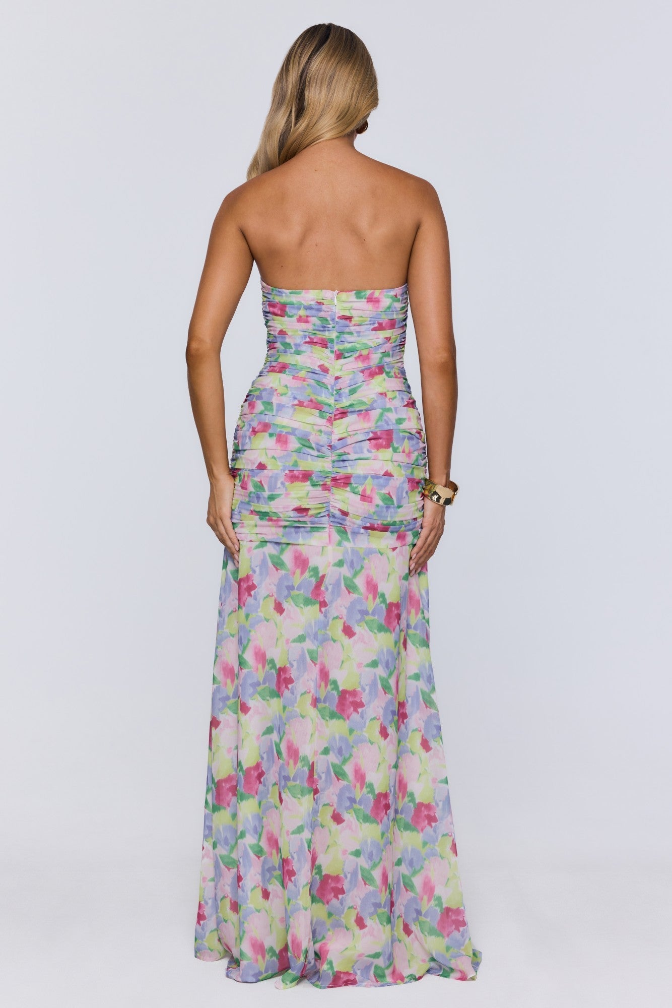 Palm Whisper Strapless Maxi Dress Multi