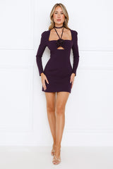 Allure Of The Night Long Sleeve Mini Dress Plum