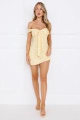 Galactic Off Shoulder Mini Dress Yellow