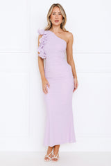 Luxe By Moonlight One Shoulder Mesh Maxi Dress Lilac