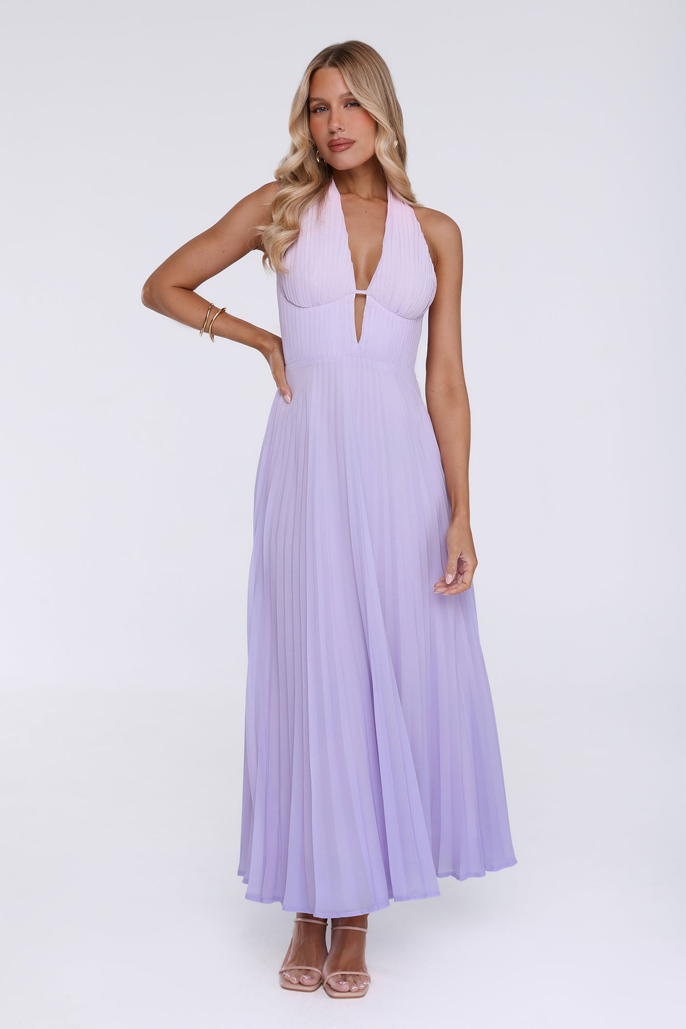 Chic Energy Shift Halter Maxi Dress Purple