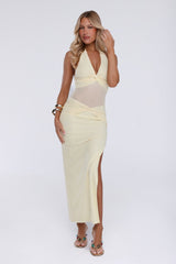 After Dark Affair Halter Maxi Dress Yellow