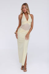 After Dark Affair Halter Maxi Dress Yellow