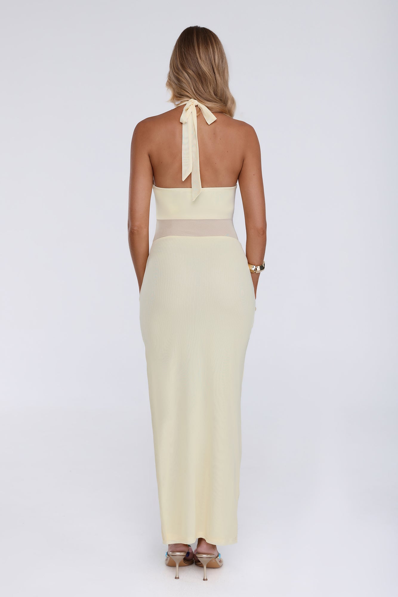 After Dark Affair Halter Maxi Dress Yellow