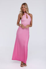 Chic Fix Halter Maxi Dress Pink