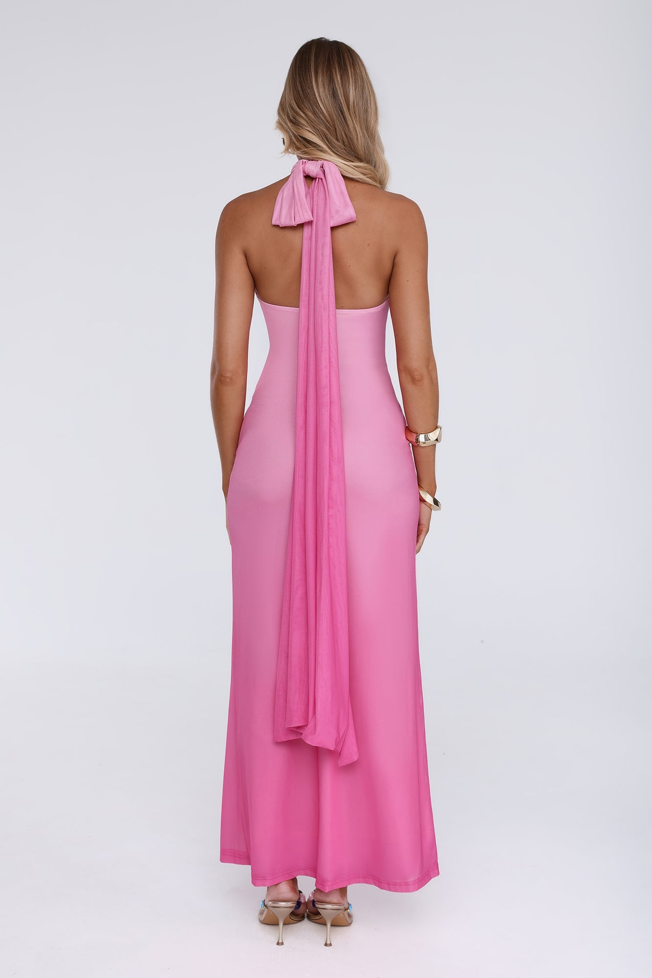 Chic Fix Halter Maxi Dress Pink