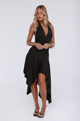 Glowberry Halter Midi Dress Black