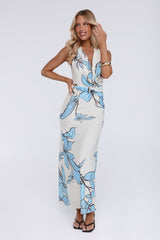 Lucky Darling Halter Mesh Maxi Dress Blue