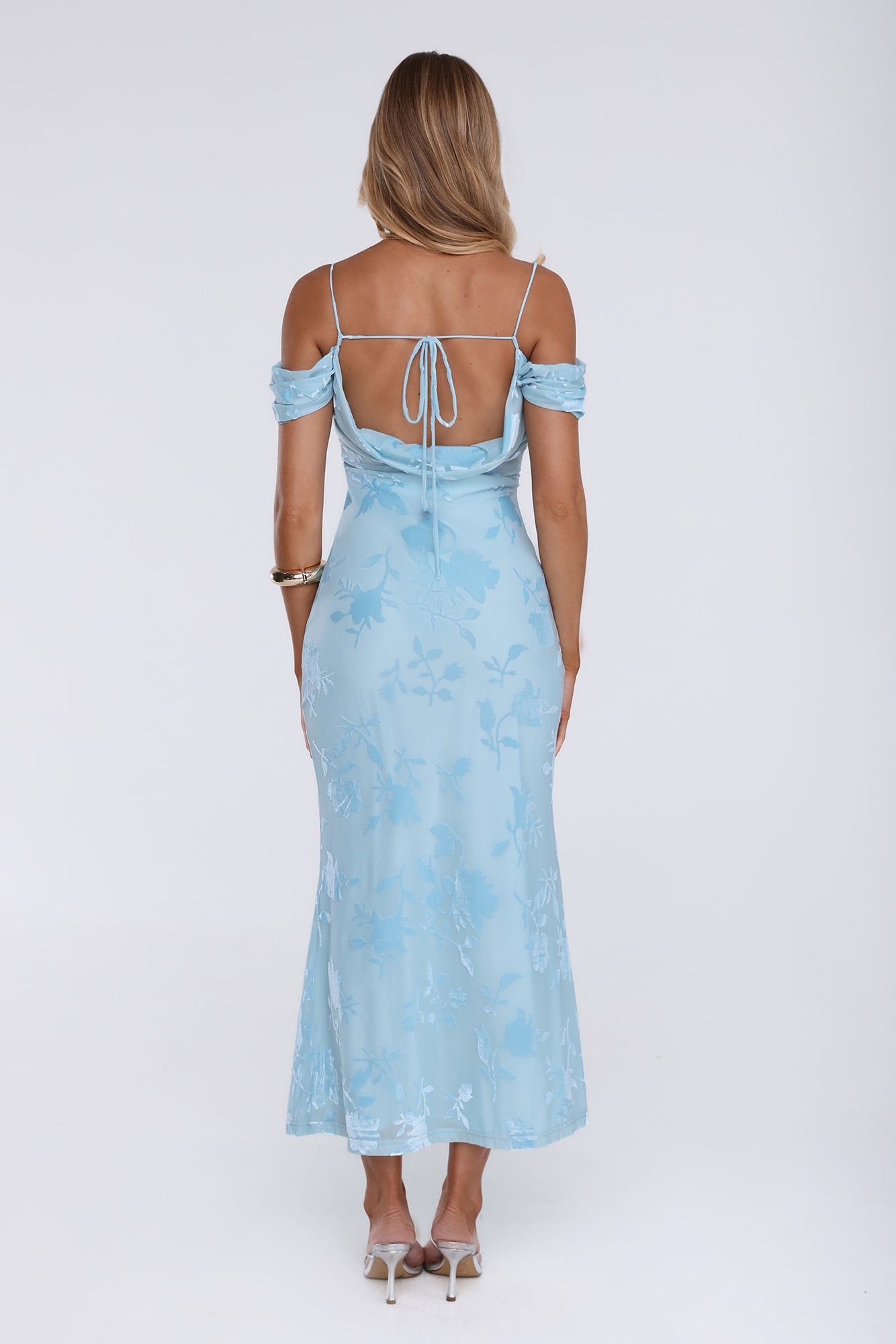 Chic Dream Off Shoulder Maxi Dress Blue