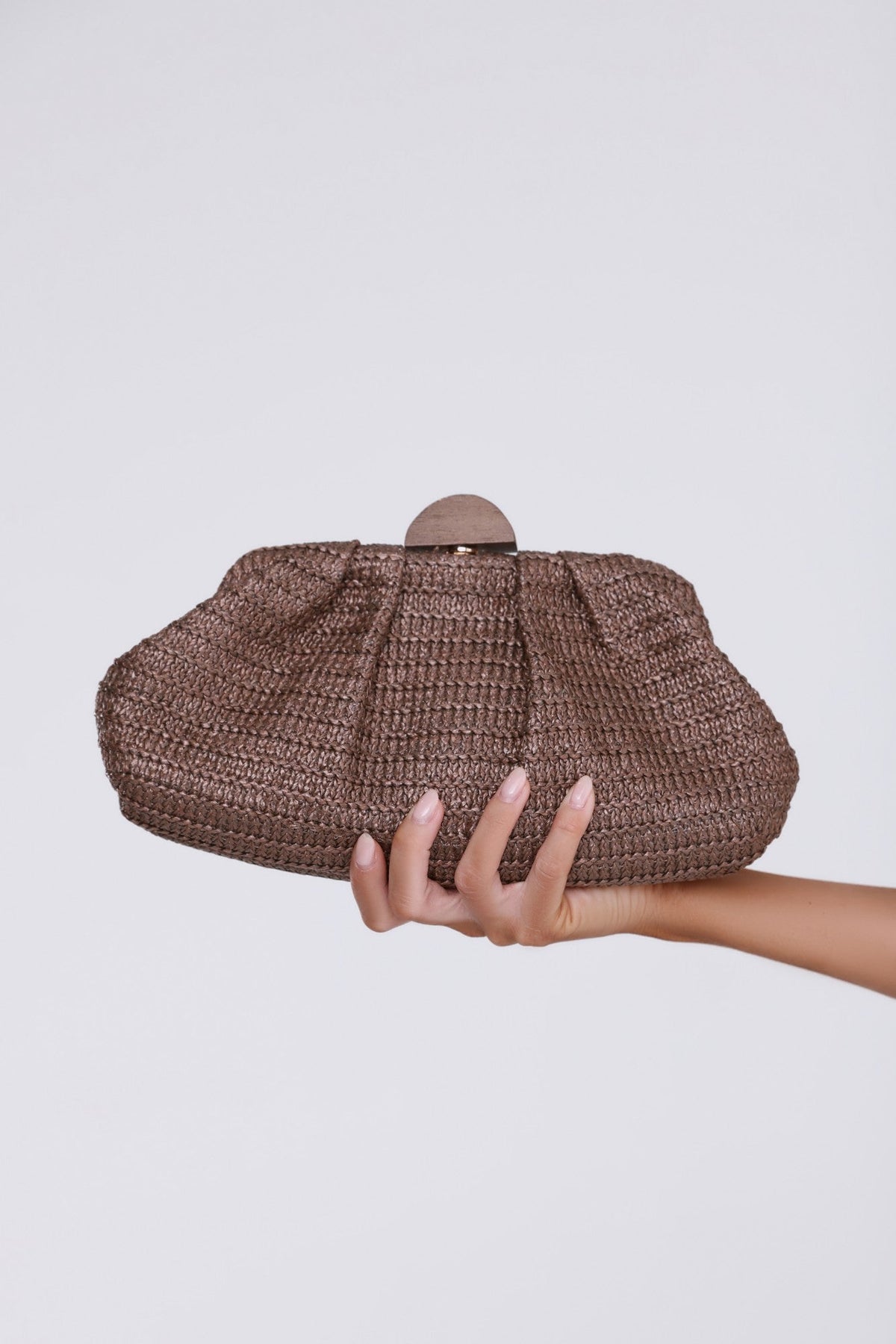 Natural Raffia Clutch Brown