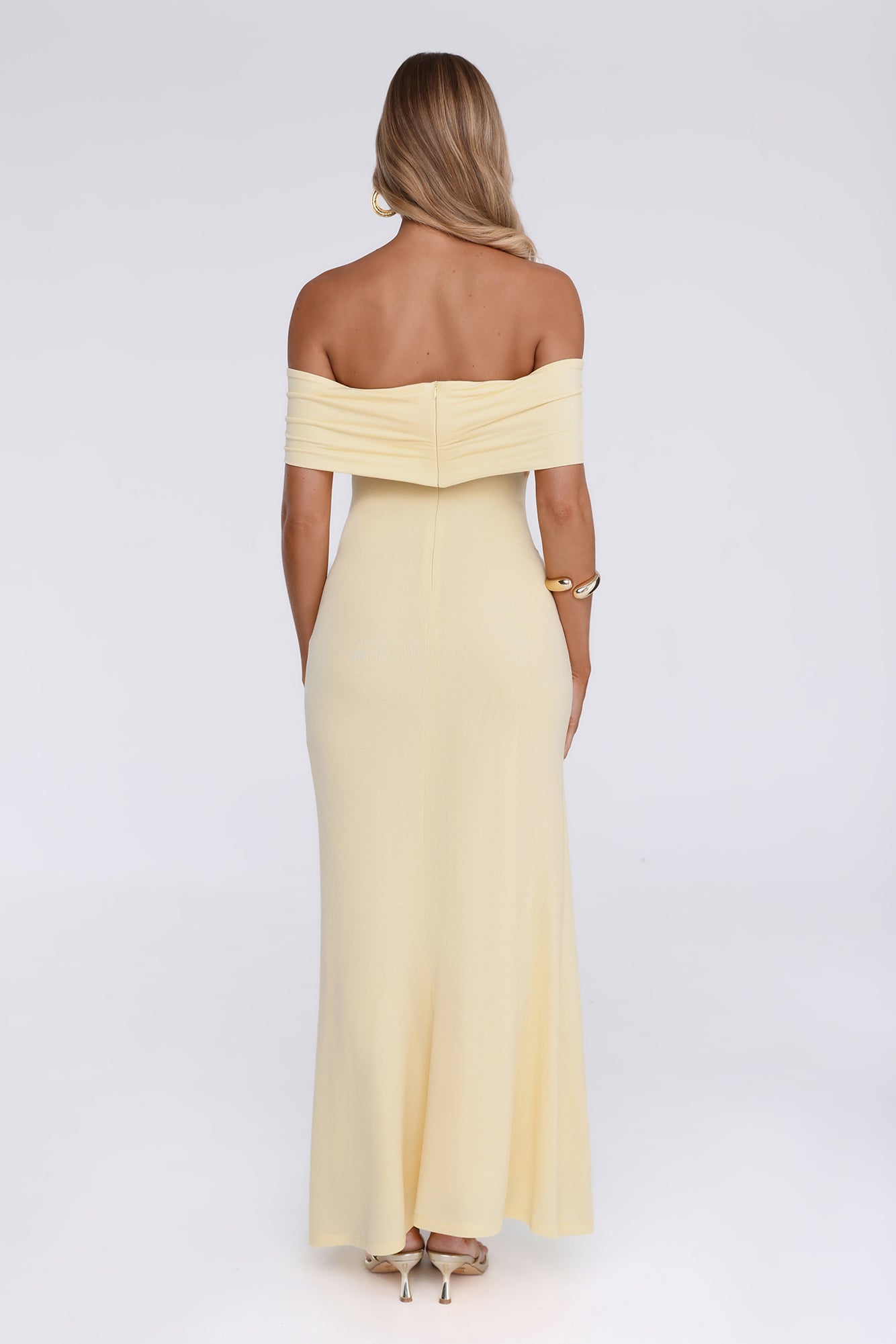 Contemporary Vibe Off Shoulder Maxi Dress Yellow