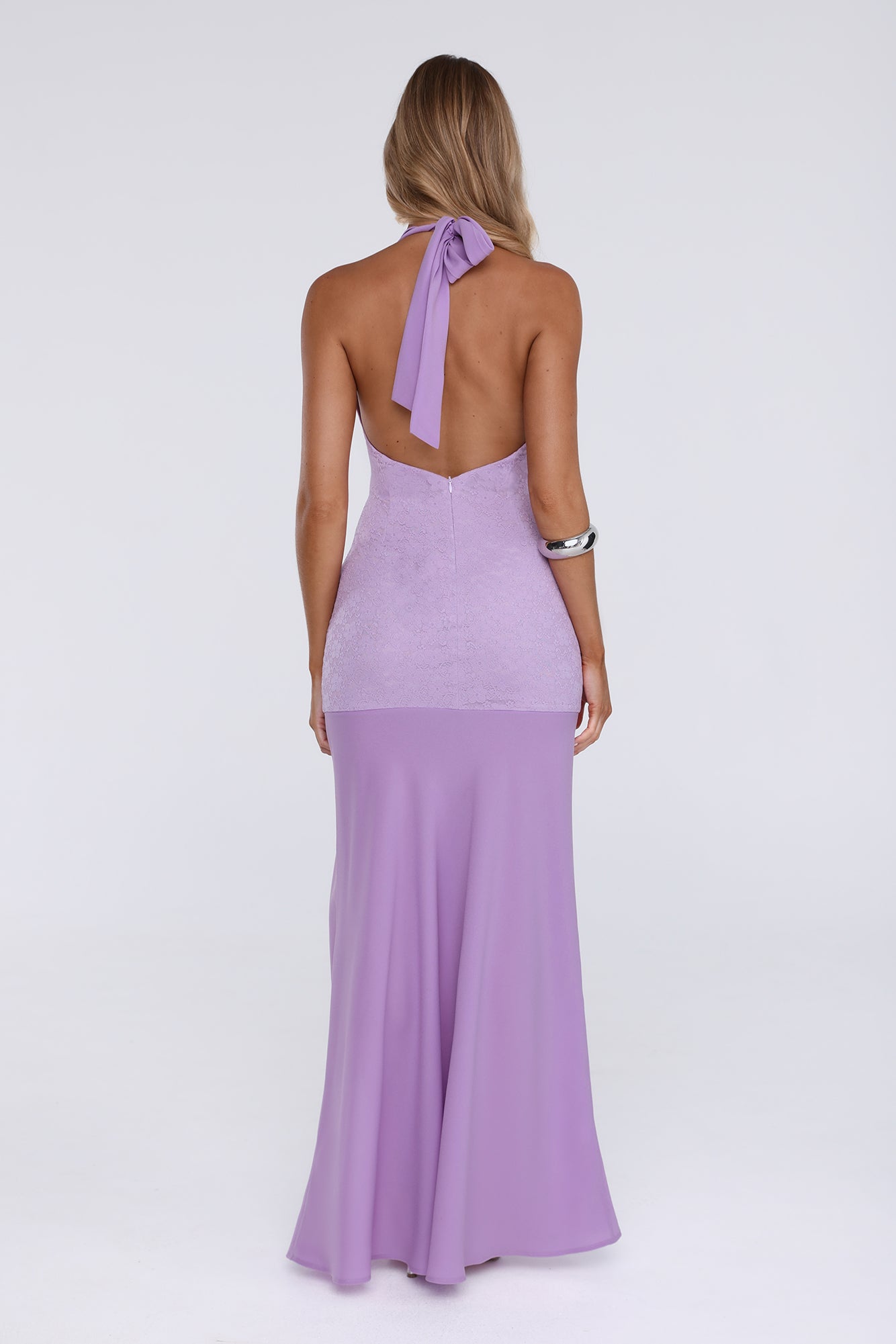 Champagne At Dusk Halter Maxi Dress Purple