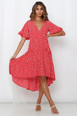 Giving Me Good Vibes Midi Dress Red