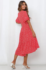 Giving Me Good Vibes Midi Dress Red