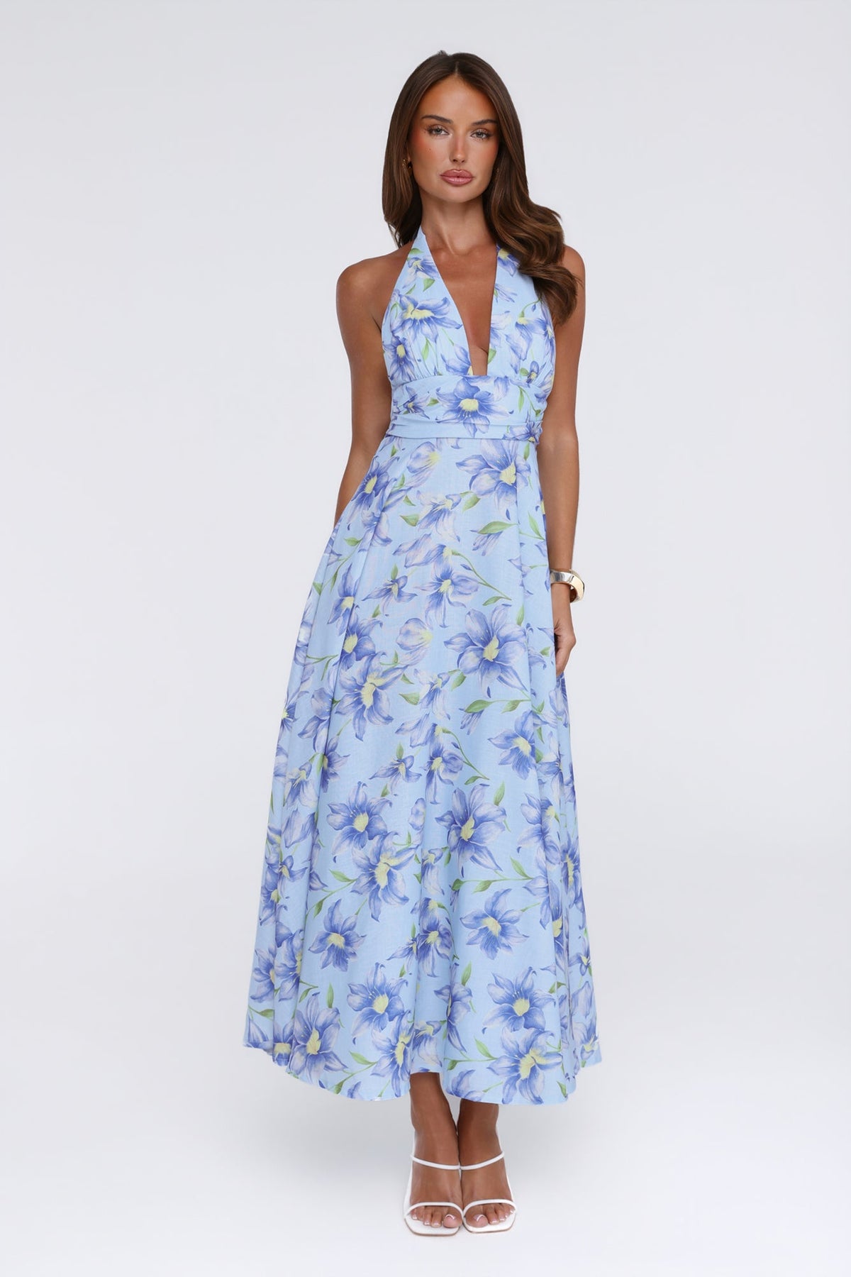 Doll Season Halter Maxi Dress Blue