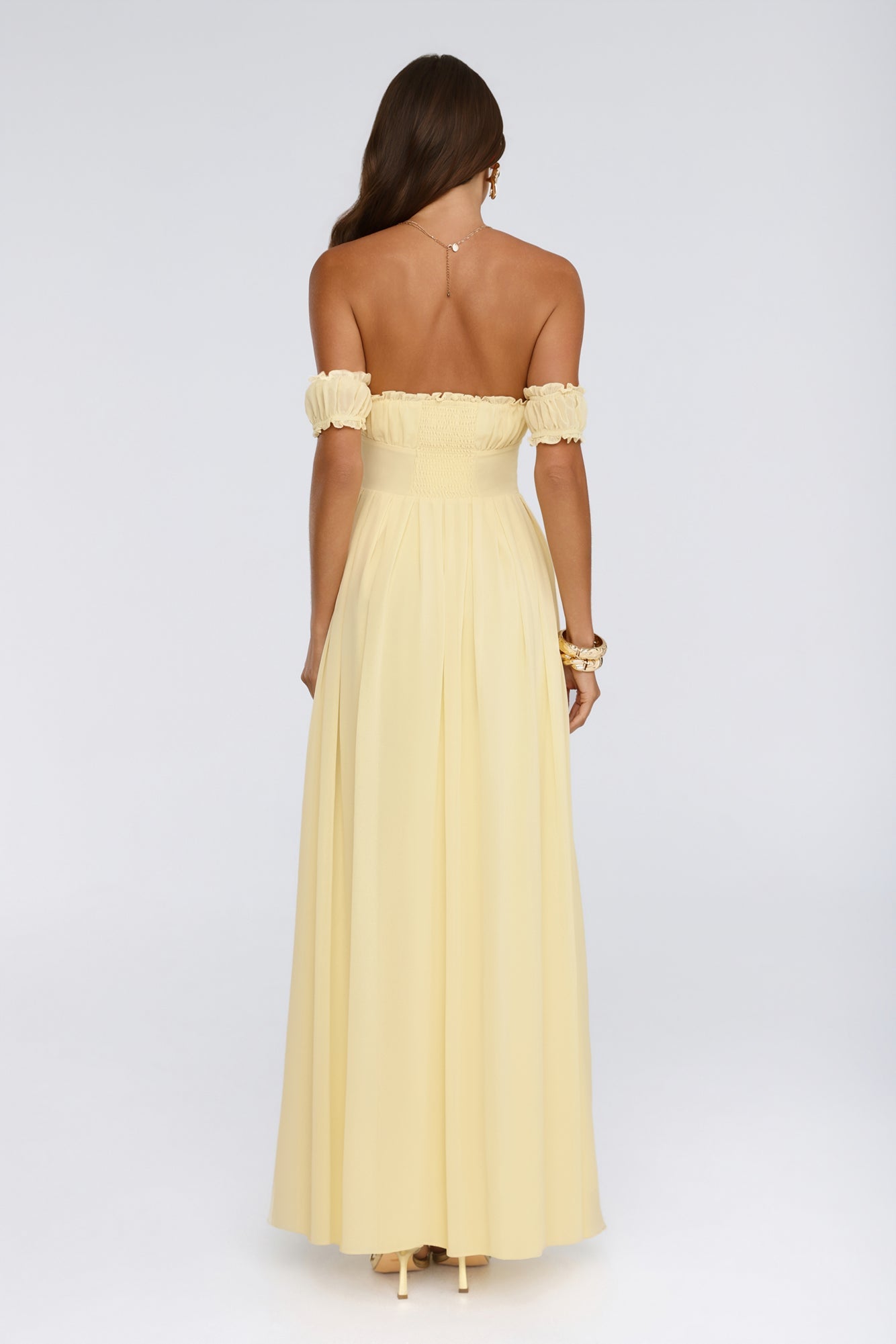 Ocean Aura Off Shoulder Maxi Dress Yellow