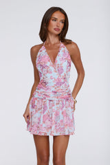 Fleur Mystique Halter Mini Dress Floral