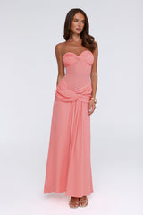 Evening Magnolia Strapless Maxi Dress Peach
