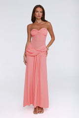 Evening Magnolia Strapless Maxi Dress Peach